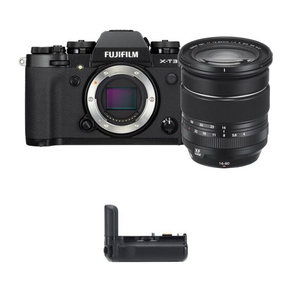 FUJIFILM X-T3 Mirrorless Digital Camera with 16-80mm Lens and Battery Grip Kit (Black)