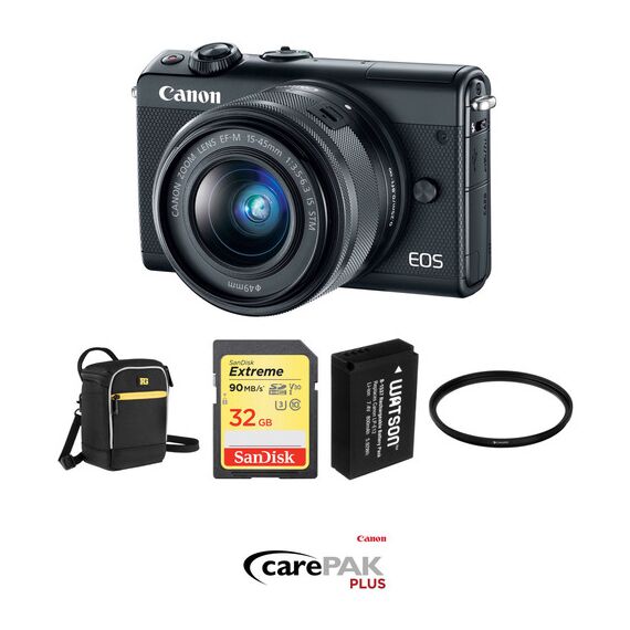 Canon EOS M100 Mirrorless Digital Camera with 15-45mm Lens Deluxe Kit (Black)