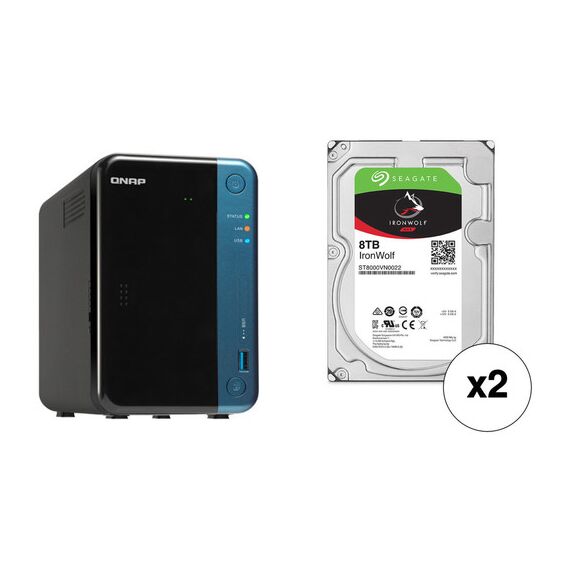 QNAP TS-253Be 16TB 2-Bay NAS Enclosure Kit with Seagate NAS Drives (2 x 8TB)