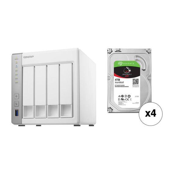 QNAP TS-431P 16TB 4-Bay NAS Enclosure Kit with Seagate NAS Drives (4 x 4TB)