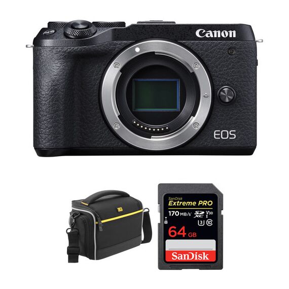 Canon EOS M6 Mark II Mirrorless Digital Camera Body with Accessories Kit (Black)
