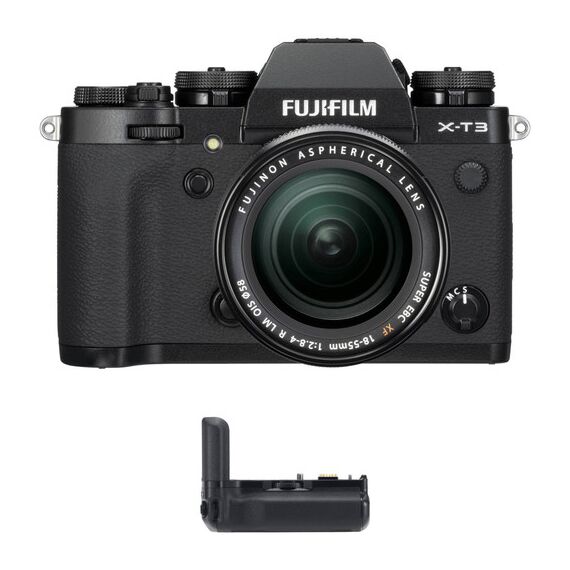 FUJIFILM X-T3 Mirrorless Digital Camera with 18-55mm Lens and Battery Grip Kit (Black)