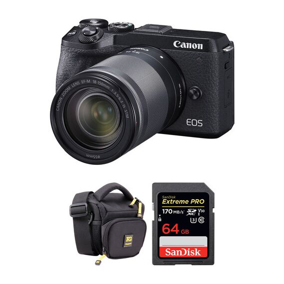 Canon EOS M6 Mark II Mirrorless Digital Camera with 18-150mm Lens, EVF-DC2 Viewfinder, and Accessories Kit (Black)