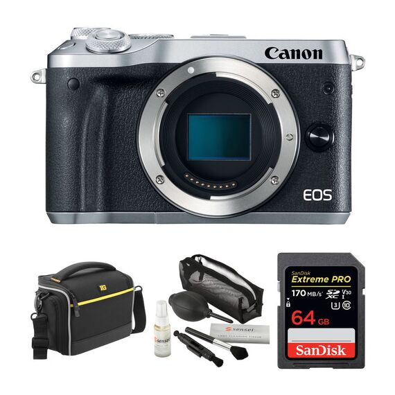 Canon EOS M6 Mirrorless Digital Camera Body with Accessory Kit (Silver)