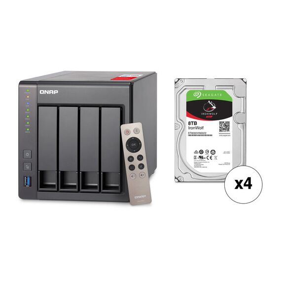 QNAP TS-451+ 32TB 4-Bay NAS Server Kit with Seagate NAS Drives (4 x 8TB)