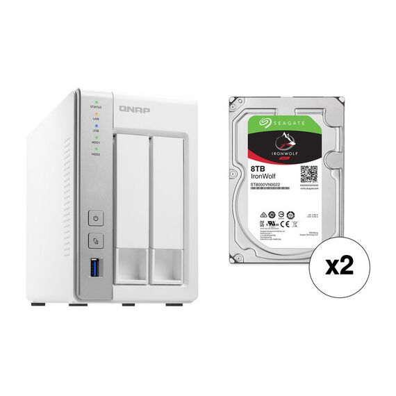 QNAP TS-231P 20TB 2-Bay NAS Enclosure Kit with Seagate NAS Drives (2 x 10TB)