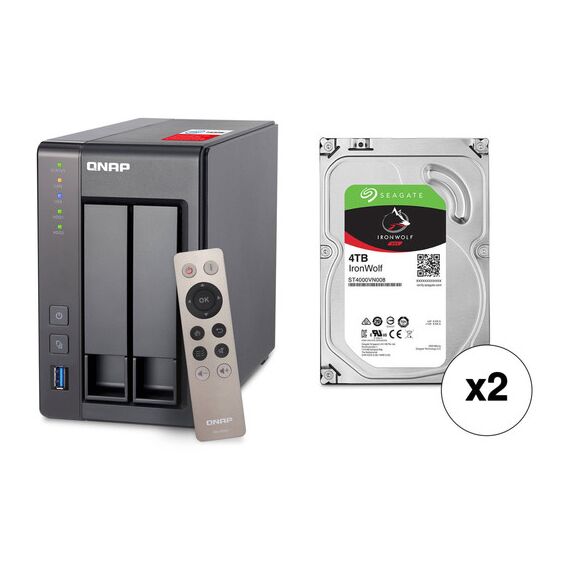 QNAP TS-251+ 8TB 2-Bay NAS Enclosure Kit with Seagate NAS Drives (2 x 4TB)