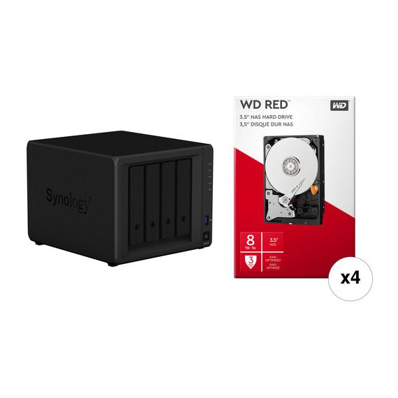 Synology DiskStation 32TB DS418 NAS Enclosure Kit with WD NAS Drives (4 x 8TB)