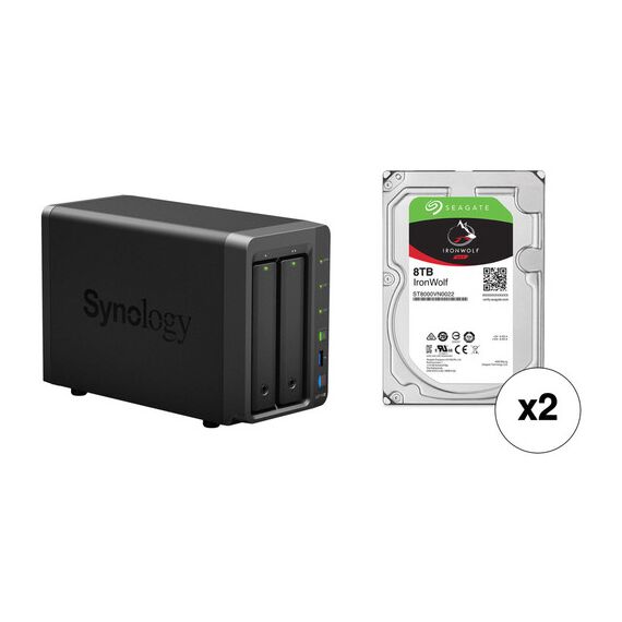 Synology DiskStation 16TB DS718+ 2-Bay NAS Enclosure Kit with Seagate NAS Drives (2 x 8TB)