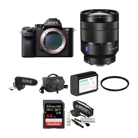 Sony Alpha a7S II Mirrorless Digital Camera with 24-70mm f/4 Lens, Mic, and Accessories Kit