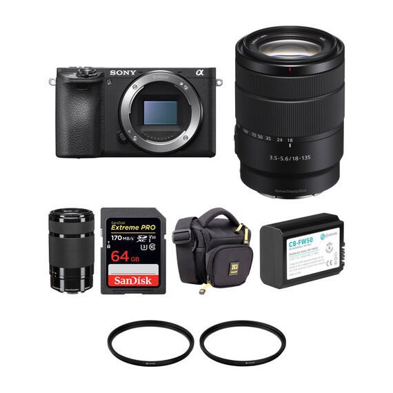 Sony Alpha a6500 Mirrorless Digital Camera with 18-135mm and 55-210mm Lenses and Accessories Kit