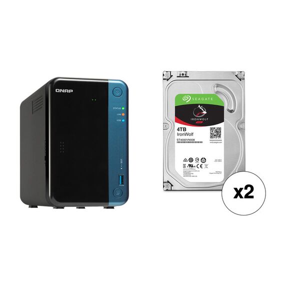 QNAP TS-253Be 8TB 2-Bay NAS Enclosure Kit with WD NAS Drives (2 x 4TB)