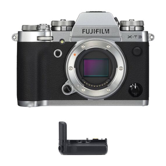 FUJIFILM X-T3 Mirrorless Digital Camera Body with Battery Grip Kit (Silver)