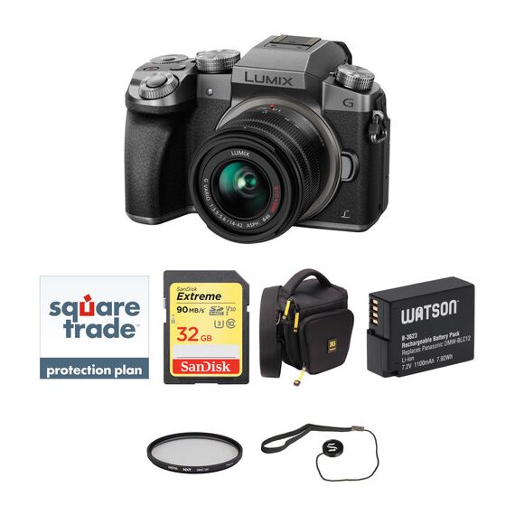 Panasonic Lumix DMC-G7 Mirrorless Micro Four Thirds Digital Camera with 14-42mm Lens Deluxe Kit (Silver)