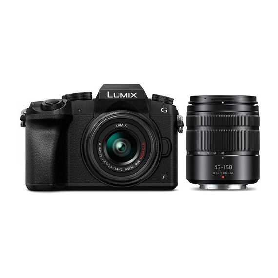 Panasonic Lumix DMC-G7 Mirrorless Micro Four Thirds Digital Camera with 14-42mm and 45-150mm Lenses (Black)