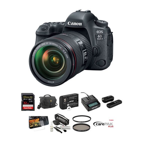Canon EOS 6D Mark II DSLR Camera with 24-105mm f/4 Lens Deluxe Kit