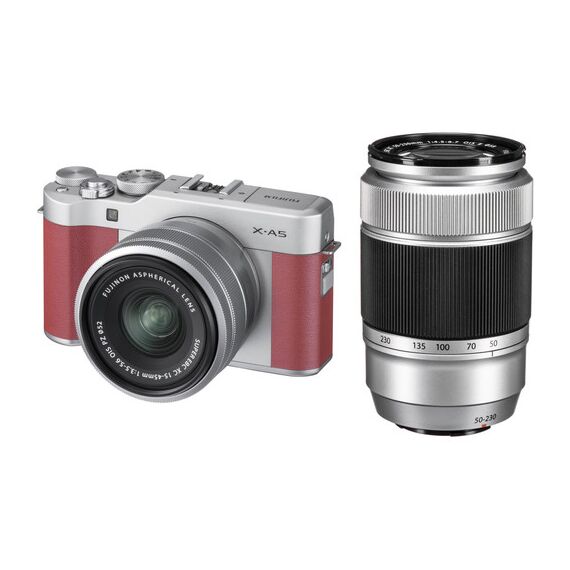FUJIFILM X-A5 Mirrorless Camera with 15-45mm and 50-230mm Lens Kit (Pink)