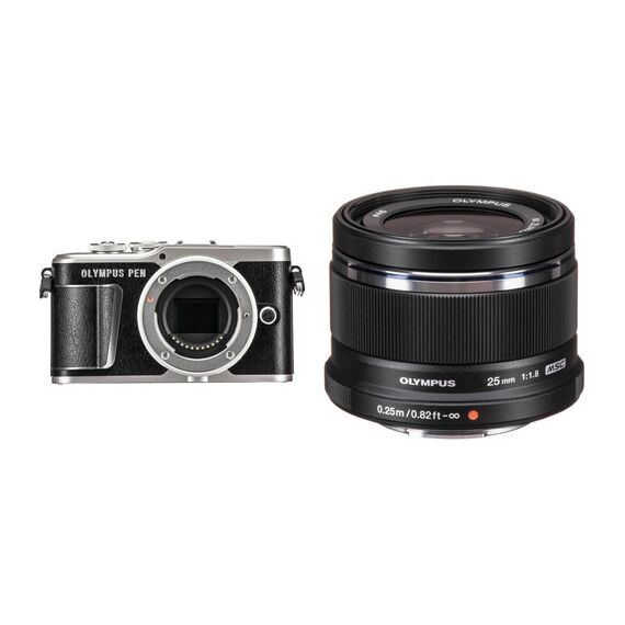 Olympus PEN E-PL9 Mirrorless Digital Camera with 25mm f/1.8 Lens Kit (Black Camera/Black Lens)