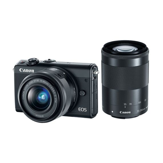 Canon EOS M100 Mirrorless Digital Camera with 15-45mm and 55-200mm Lenses (Black)