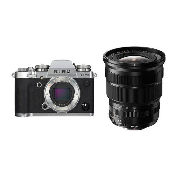 FUJIFILM X-T3 Mirrorless Digital Camera with 10-24mm Lens Kit (Silver)