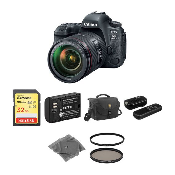 Canon EOS 6D Mark II DSLR Camera with 24-105mm f/4 Lens Basic Kit