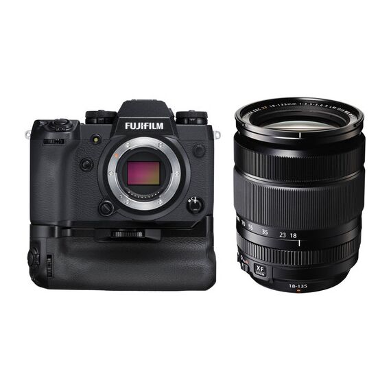 FUJIFILM X-H1 Mirrorless Digital Camera Body with 18-135mm Lens and Battery Grip Kit