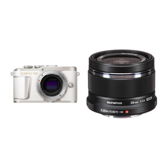 Olympus PEN E-PL9 Mirrorless Digital Camera with 25mm f/1.8 Lens Kit (White Camera/Black Lens)