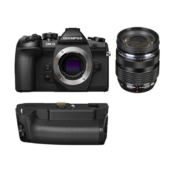 Olympus OM-D E-M1 Mark II Mirrorless Micro Four Thirds Camera with 12-40mm f/2.8 Lens and Battery Grip Kit