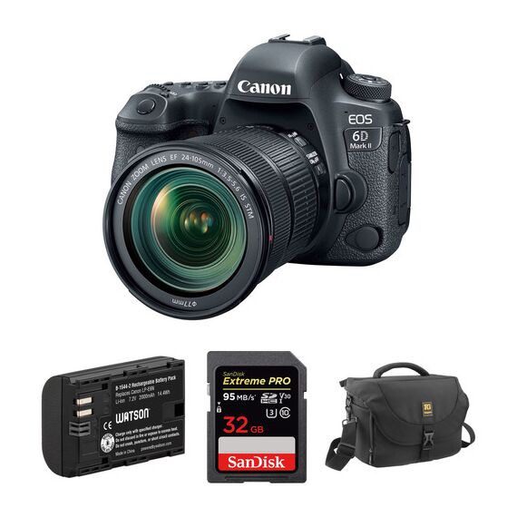 Canon EOS 6D Mark II DSLR Camera with 24-105mm f/3.5-5.6 Lens and Accessory Kit