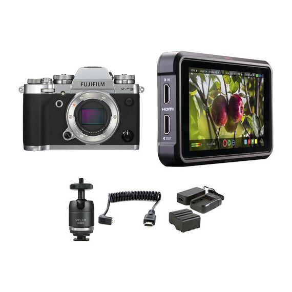 FUJIFILM X-T3 Mirrorless Digital Camera with Ninja V Kit (Silver)