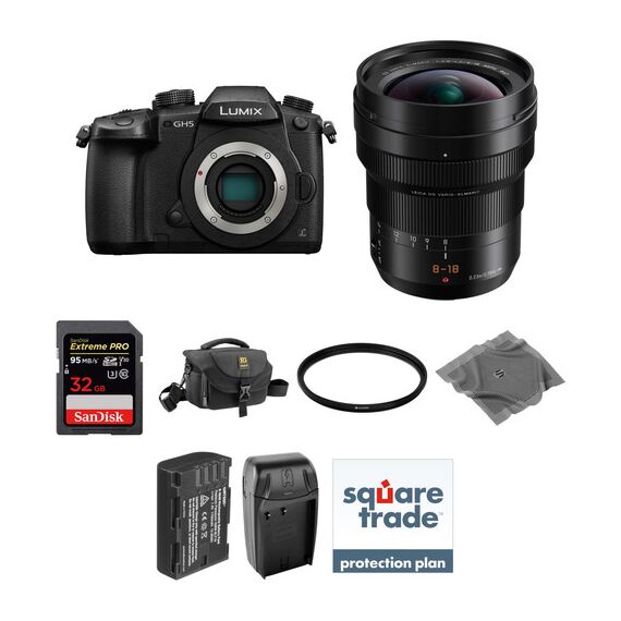 Panasonic Lumix DC-GH5 Mirrorless Micro Four Thirds Digital Camera with 8-18mm Lens Deluxe Kit