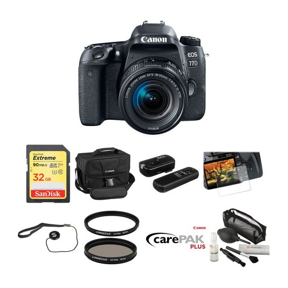 Canon EOS 77D DSLR Camera with 18-55mm Lens Deluxe Kit