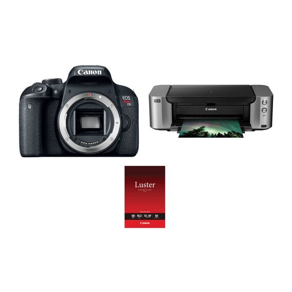 Canon EOS Rebel T7i DSLR Camera Body with Inkjet Printer Kit