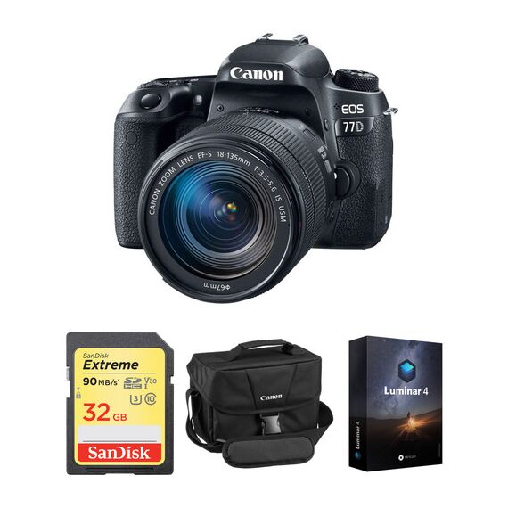 Canon EOS 77D DSLR Camera with 18-135mm USM Lens and Accessory Kit