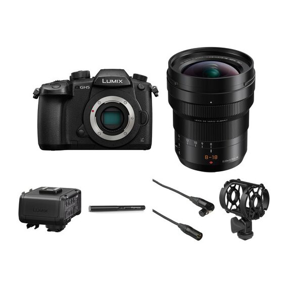 Panasonic Lumix DC-GH5 Mirrorless Micro Four Thirds Digital Camera with 8-18mm Lens & Microphone Kit