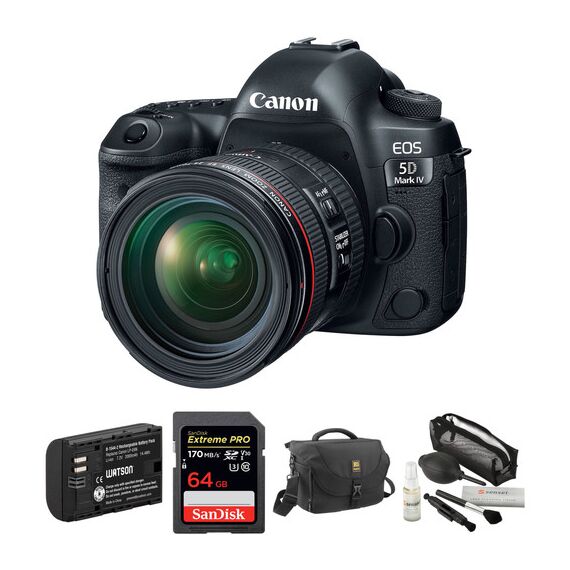 Canon EOS 5D Mark IV DSLR Camera with 24-70mm f/4L Lens and Accessory Kit