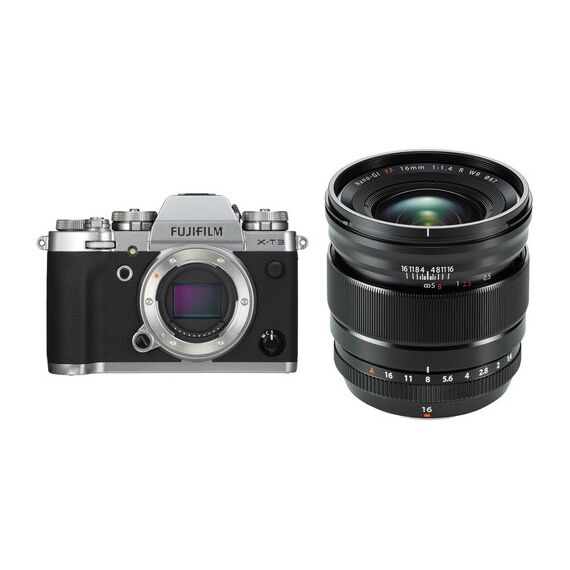 FUJIFILM X-T3 Mirrorless Digital Camera with 16mm f/1.4 Lens Kit (Silver)