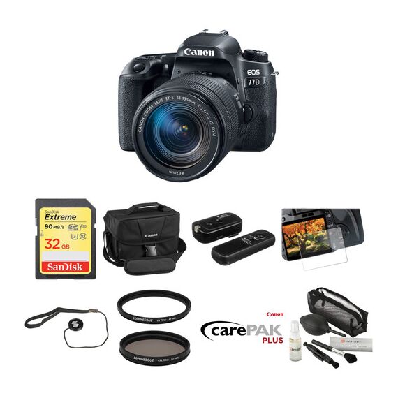 Canon EOS 77D DSLR Camera with 18-135mm Lens Deluxe Kit