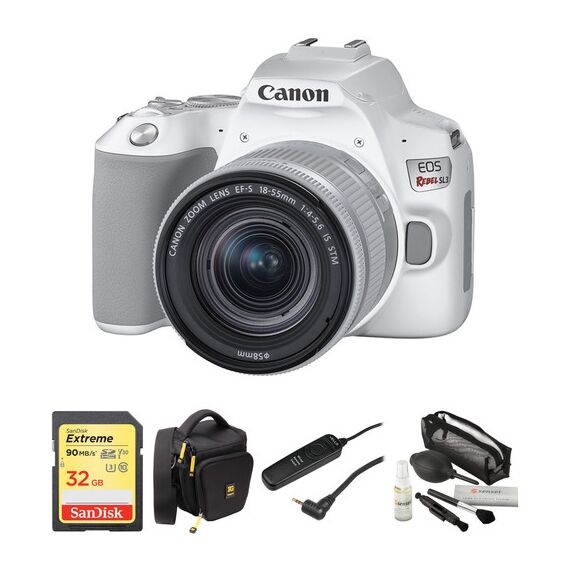 Canon EOS Rebel SL3 DSLR Camera with 18-55mm Lens Basic Kit (White)