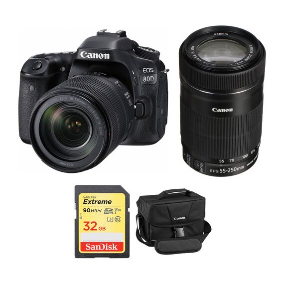 Canon EOS 80D DSLR Camera with 18-135mm and 55-250mm Lenses Kit