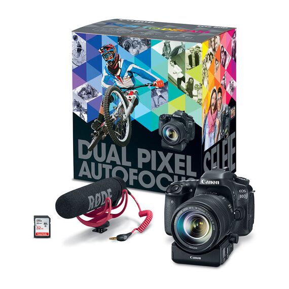 Canon EOS 80D DSLR Camera with 18-135mm Lens Video Creator Kit
