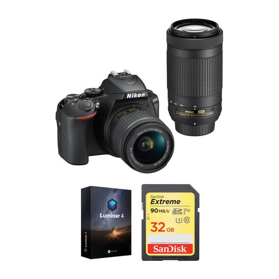 Nikon D5600 DSLR Camera with 18-55mm and 70-300mm Lenses and Software Kit
