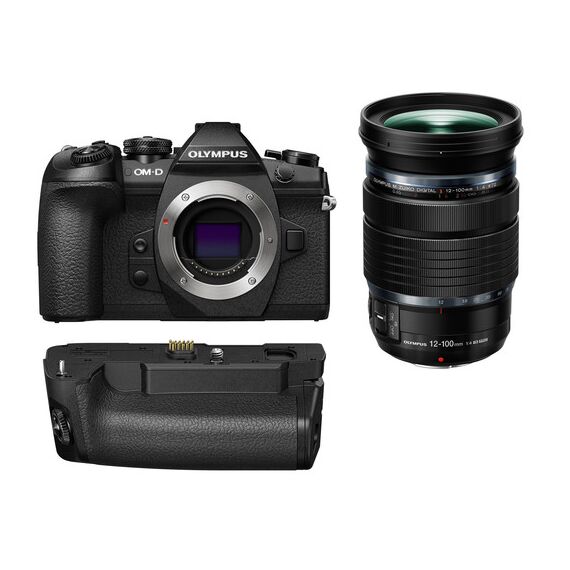 Olympus OM-D E-M1 Mark II Mirrorless Micro Four Thirds Digital Camera with 12-100mm Lens and Battery Grip Kit