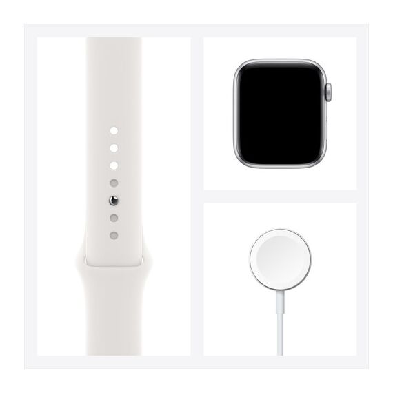 Apple Watch Series 6 (GPS + Cellular, 40mm, Silver Stainless Steel, White Sport Band), 2 image
