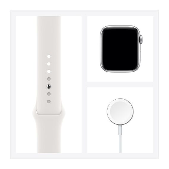 Apple Watch Series 6 (GPS, 40mm, Silver Aluminum, White Sport Band)