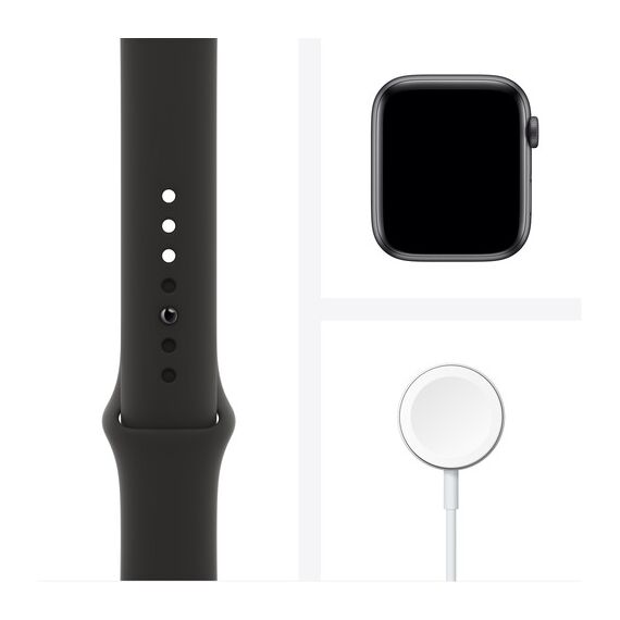 Apple Watch Series 6 (GPS + Cellular, 44mm, Space Gray Aluminum, Black Sport Band)