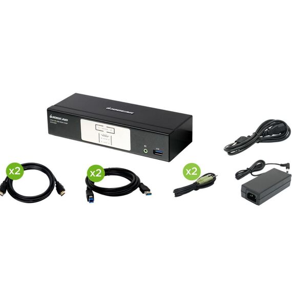 Iogear 2-Port 4K KVM with HDMI Connection, USB and Audio