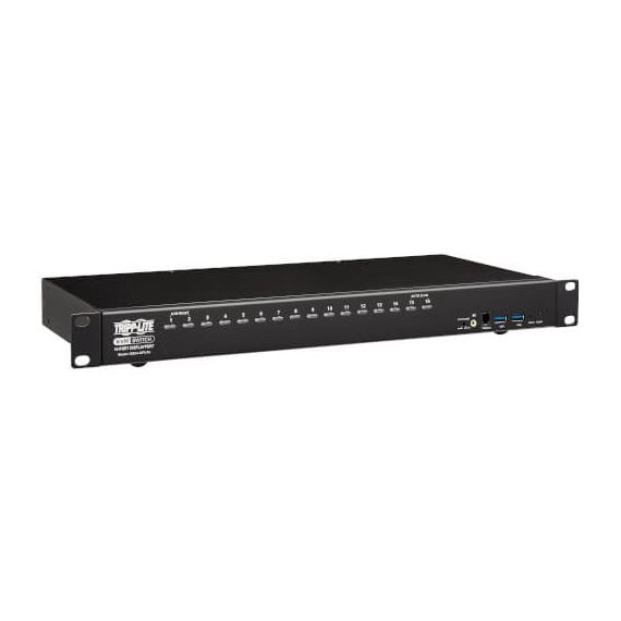 Tripp Lite 16-Port DisplayPort/USB KVM Switch with Audio/Video and USB Peripheral Sharing, 4K 60 Hz, 1U Rack-Mount