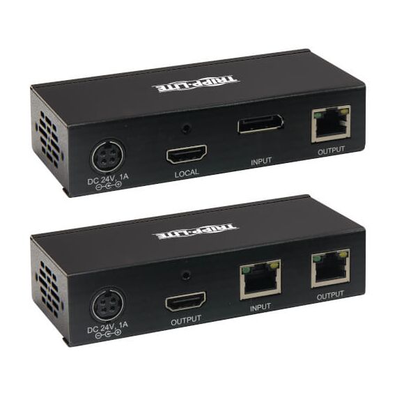 Tripp Lite DisplayPort to HDMI over Cat6 Extender Kit, Transmitter/Transceiver - 4K 60 Hz, HDR, 4:4:4, PoC, 230 ft. (70.1 m), TAA, 3 image