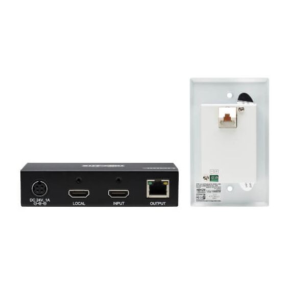 Tripp Lite HDMI over Cat6 Extender Kit, Box Transmitter/Wall Plate Receiver, 4K 60 Hz, 4:4:4, IR, PoC, HDR, HDCP 2.2, 230 ft., TAA, 2 image